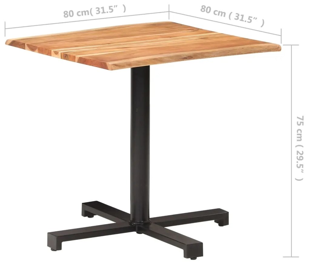 vidaXL Τραπέζι Bistro Live Edge 80x80x75 εκ. από Μασίφ Ξύλο Ακακίας