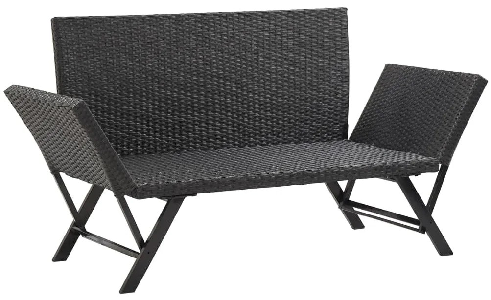 vidaXL Παγκάκι Κήπου Μαύρο 176 εκ. από Συνθετικό Ρατάν με Μαξιλάρια