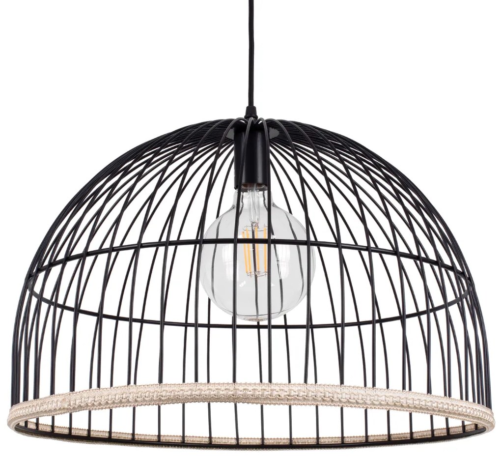 00681 GloboStar®  NEVIS 00681 Μοντέρνο Κρεμαστό Φωτιστικό Πλέγμα Μονόφωτο 1 x E27 IP20 Μαύρο Μέταλλο - Μ49 x Π49 x Υ34.5cm