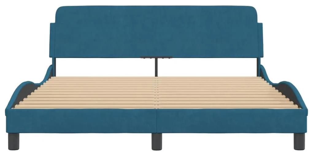 Πλαίσιο Κρεβατιού με Κεφαλάρι Μπλε 160x200 εκ. Βελούδινο - Μπλε