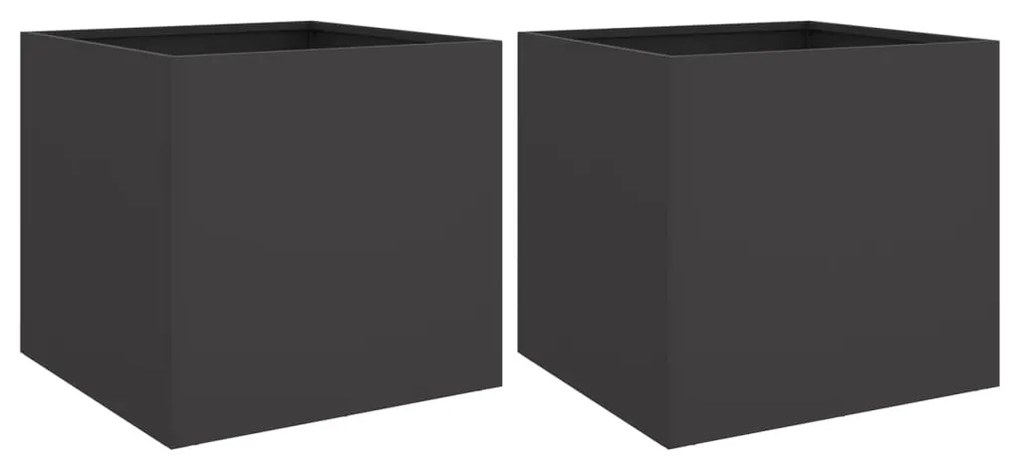 vidaXL Ζαρντινιέρες 2 τεμ. Μαύρες 42x40x39εκ. από Χάλυβα