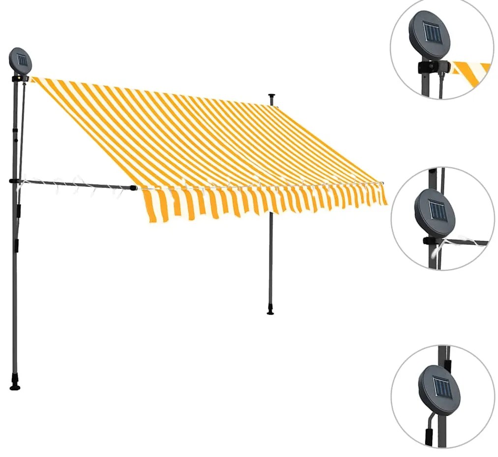 vidaXL Τέντα Συρόμενη Χειροκίνητη με LED Λευκό / Πορτοκαλί 300 εκ.