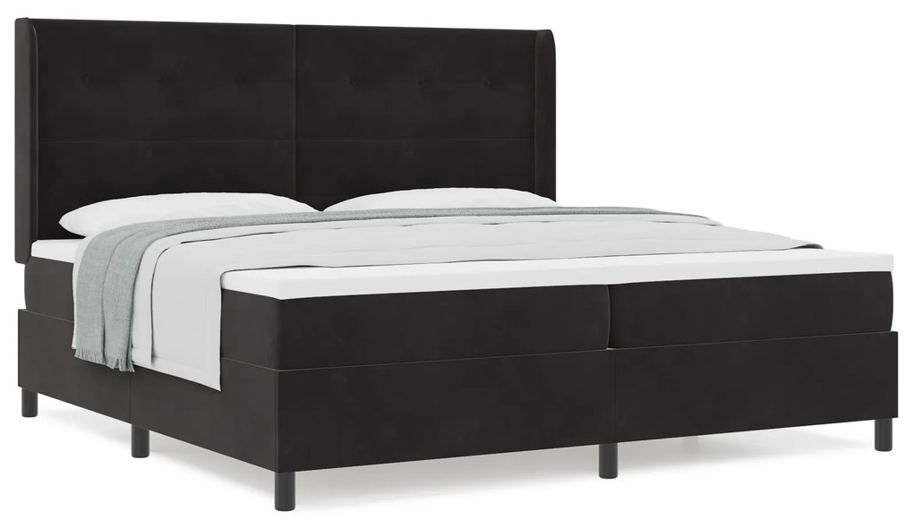 vidaXL κρεβάτι Box Spring  με στρώμα Μαύρο 200x200 εκ Βελούδο