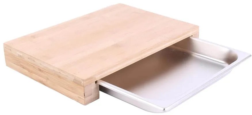 Ξύλινη επιφάνεια κοπής Cook Concept με συρτάρι συλλογής, από Ξύλο Bamboo, 38.5x26.4x5.9cm