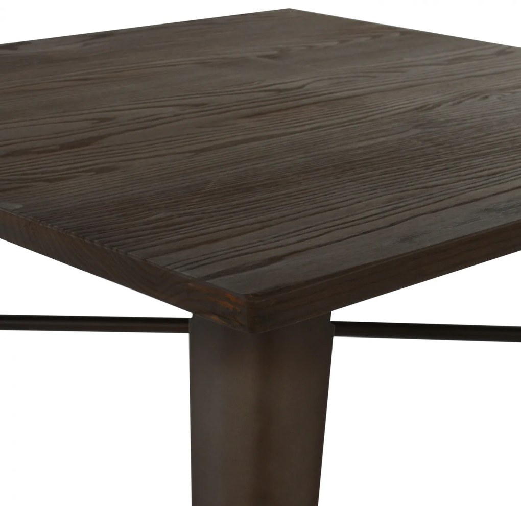 ΤΡΑΠΕΖΙ ΜΕΤΑΛΛΙΚΟ ΣΕ ΧΡΩΜΑ RUSTY ΚΑΙ ΞΥΛΟ HM0611.04 80x80x76εκ