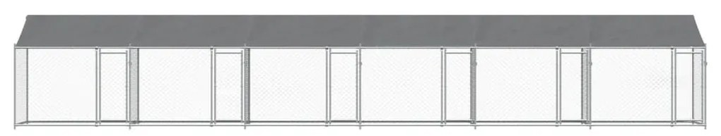 Κλουβί Σκύλου με Οροφή και Πόρτες Γκρι 12x2x2 μ. Γαλβ. Χάλυβας - Γκρι