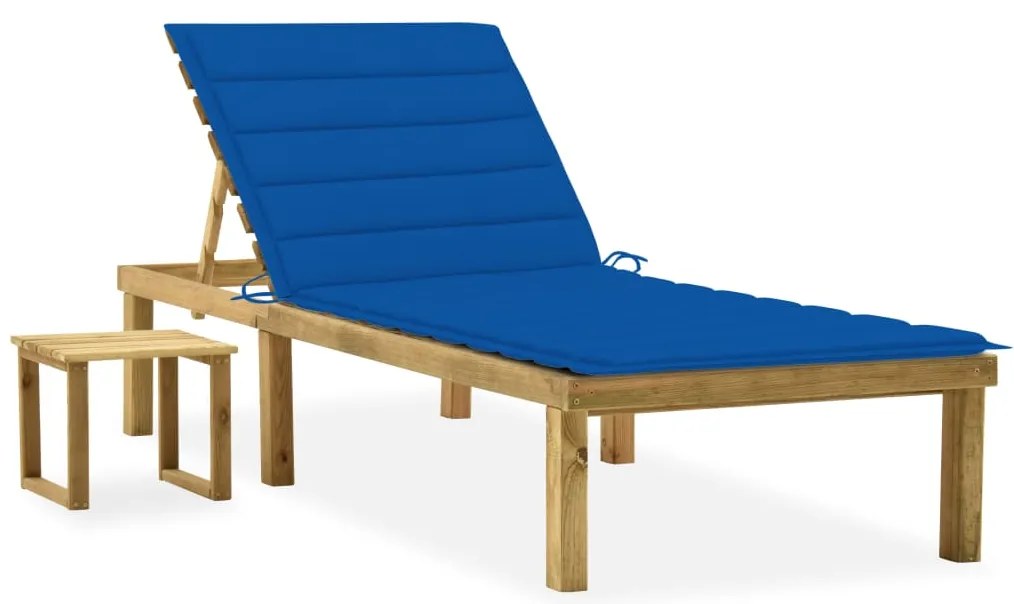 Ξαπλώστρα Κήπου από Εμποτ. Ξύλο Πεύκου με Τραπεζάκι & Μαξιλάρι