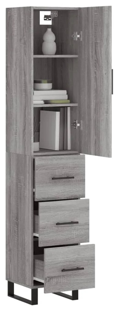 vidaXL Μπουφές Sonoma Γκρι 34,5 x 34 x 180 εκ. από Επεξεργασμένο Ξύλο