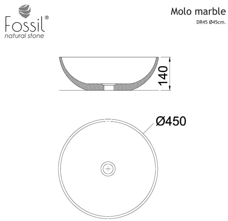 Μαρμάρινος νιπτήρας Fossil -Leuko-50 x 40 εκ.