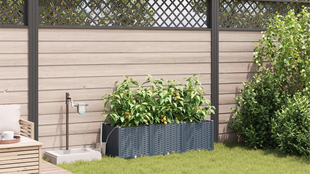 vidaXL Γλάστρες Κήπου 1 τεμ Ανοιχτό γκρι 120 x 40 x 37.5 cm Πλαστικό