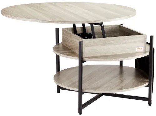 VEVOR Lift Top Coffee Table 35.3&quot; Round Coffee Table for Living Room White