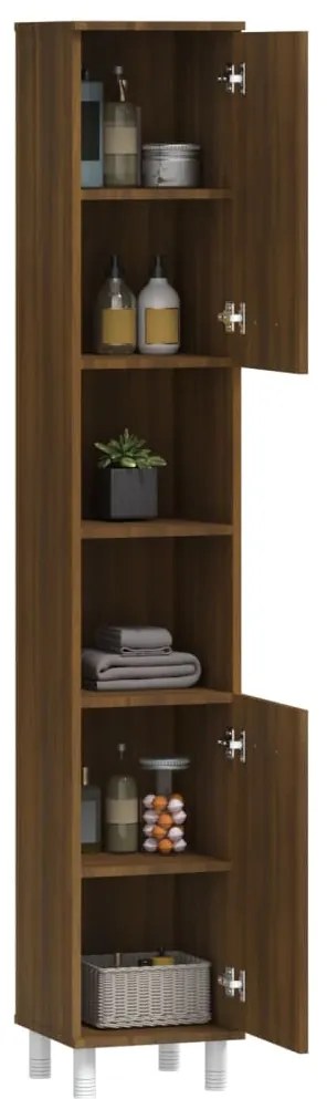 vidaXL Ντουλάπι Μπάνιου Καφέ Δρυς 30x30x179 εκ. Επεξεργασμένο Ξύλο