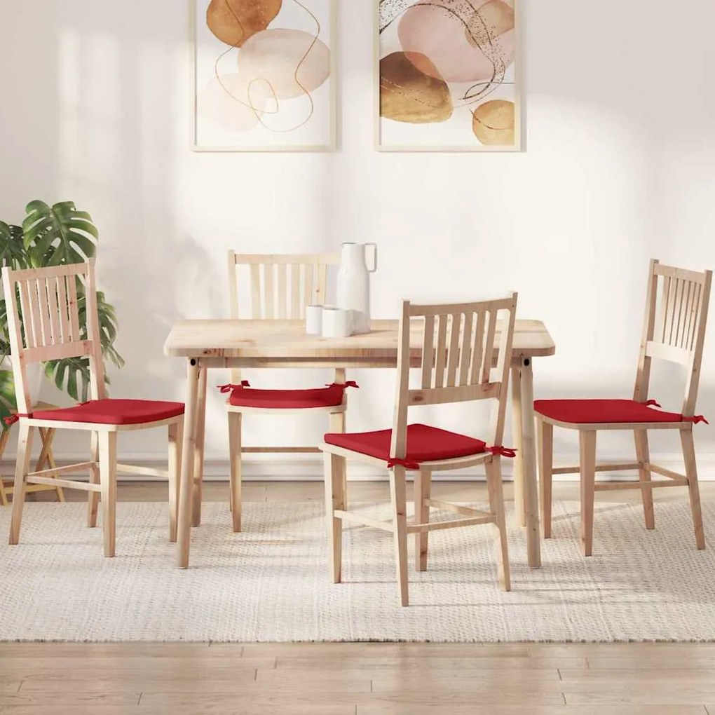 vidaXL Μαξιλάρια καθισμάτων 4 pcs Κόκκινο 40 x 40 x 3 cm ύφασμα