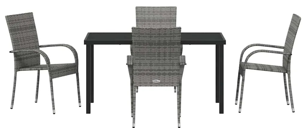 vidaXL Σέτ φαγητού για κήπο 5 pcs Γκρι Χάλυβας με επίστρωση πούδρας