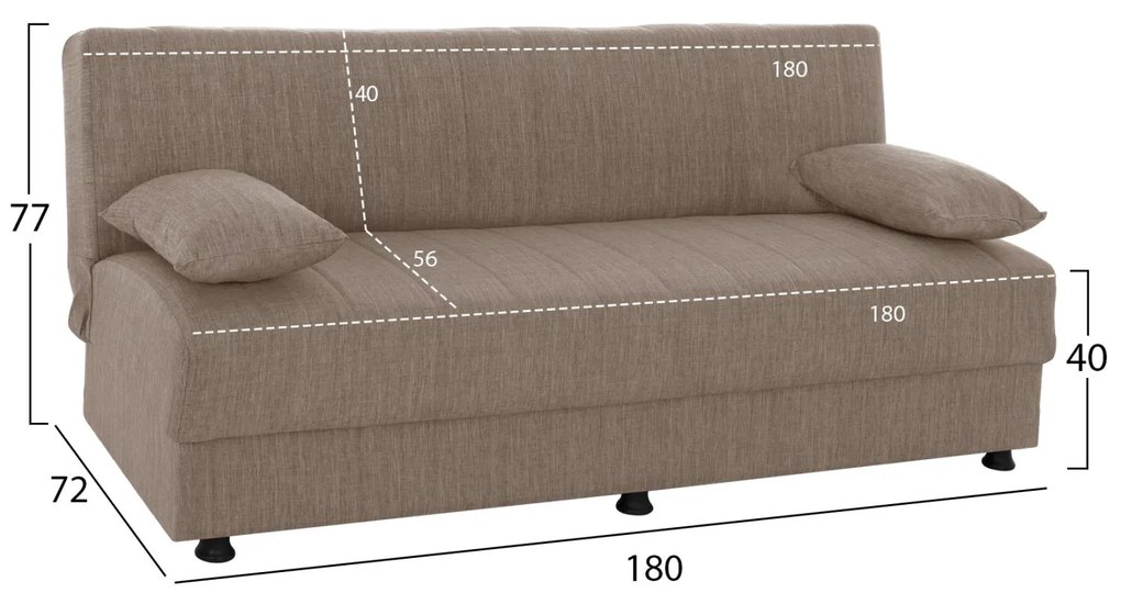 Καναπές - Κρεβάτι Andri 3θέσιος Μπέζ 180x72x77Υ εκ. 180x72x77 εκ.