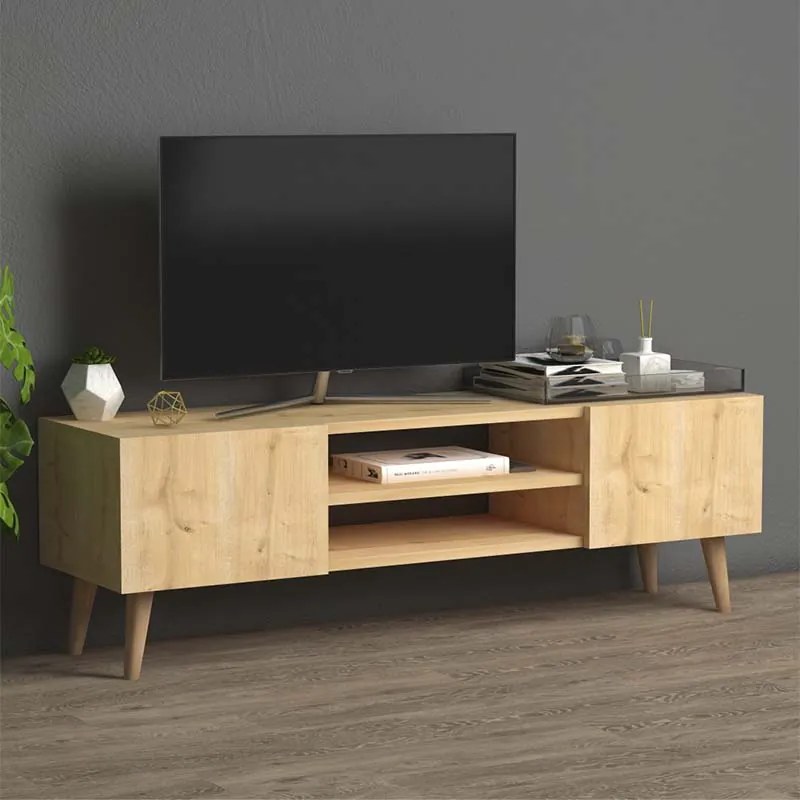 Έπιπλο τηλεόρασης Etna Megapap χρώμα oak 120x30x40εκ.
