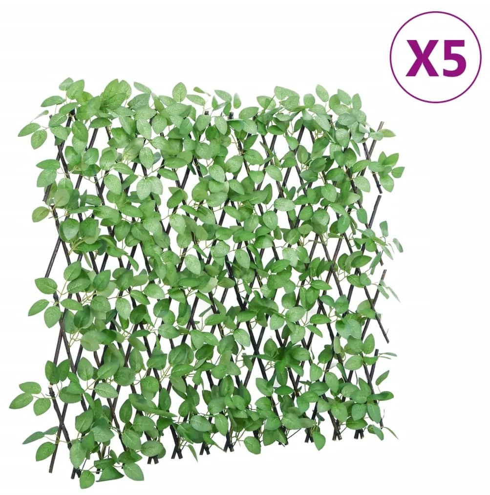  Καφασωτό Επεκτεινόμενο 5 Τεμ. Πράσινο 180x65εκ. Τεχνητός Κισσός