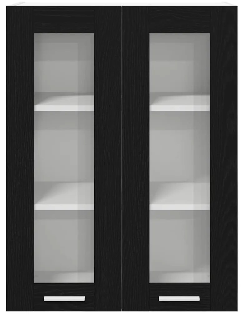 vidaXL Κρεμαστό ντουλάπι με πόρτα Riga Μαύρη Οξυά 60 x 31 x 80 εκ.