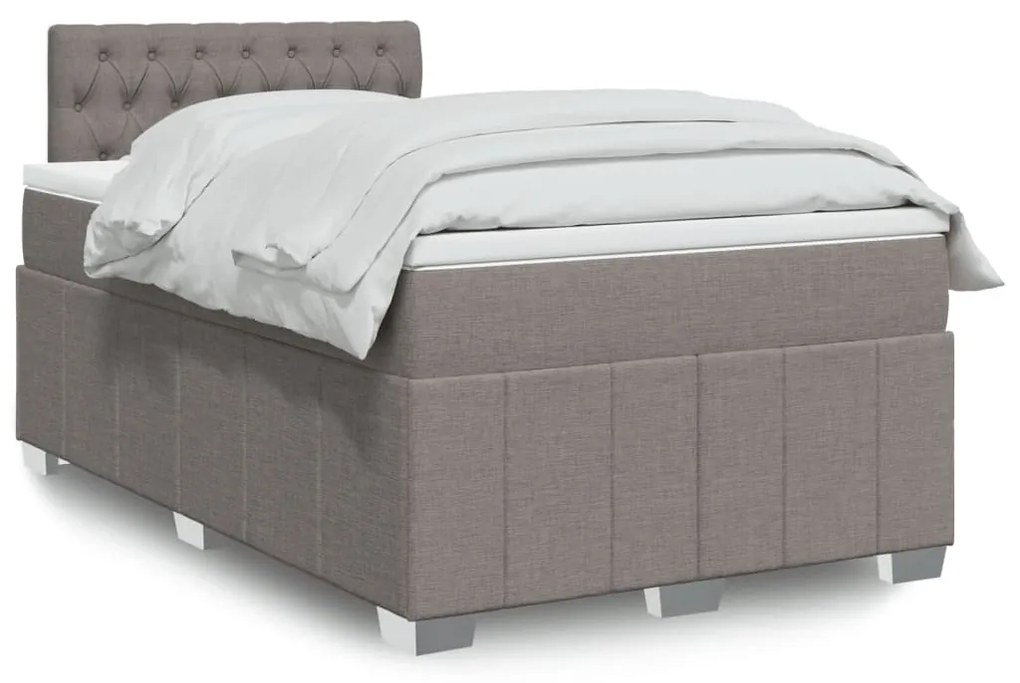 Κρεβάτι Boxspring με Στρώμα Taupe 120x200 εκ. Υφασμάτινο - Μπεζ-Γκρι