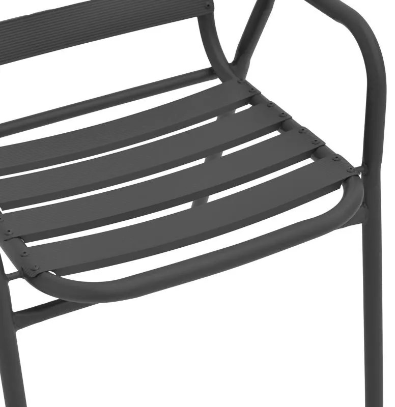 Καρέκλα - Πολυθρόνα Sussie στοιβαζόμενη ανθρακί μέταλλο με φέτες αλουμινίου 45x62x76 εκ. 45x62x76 εκ.