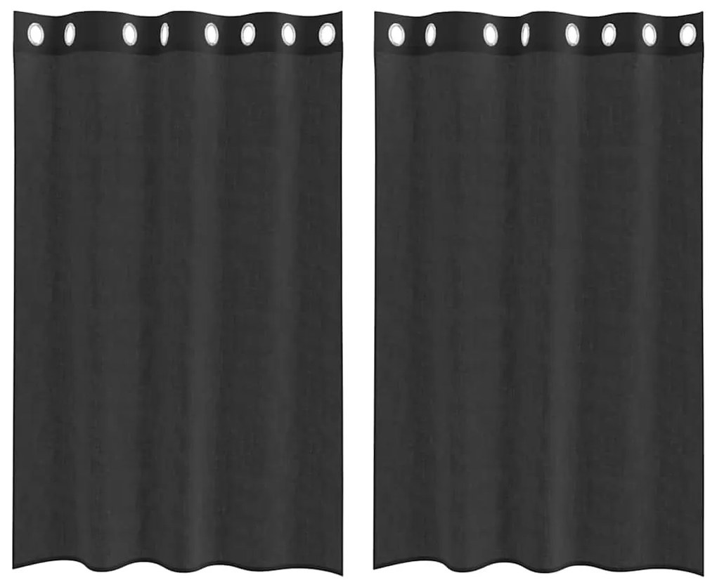 vidaXL Κουρτίνες Voile με ροδέλες 2 τεμάχια Μαύρο 140x175 εκ.