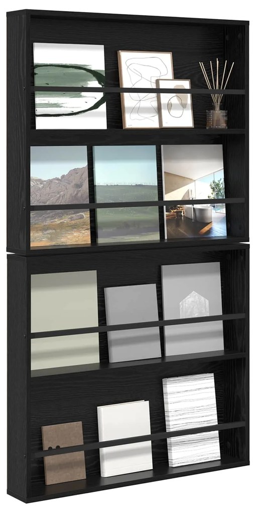 vidaXL Ράφι Περιοδικών με ράφι 2 pcs Μαύρη Οξυά 80 x 12 x 70 εκ
