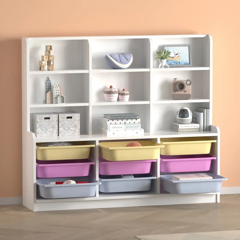 Βιβλιοθήκη Obia Megapap με 9 συρτάρια χρώμα λευκό 132,6x30x115εκ. - GP041-0112,1
