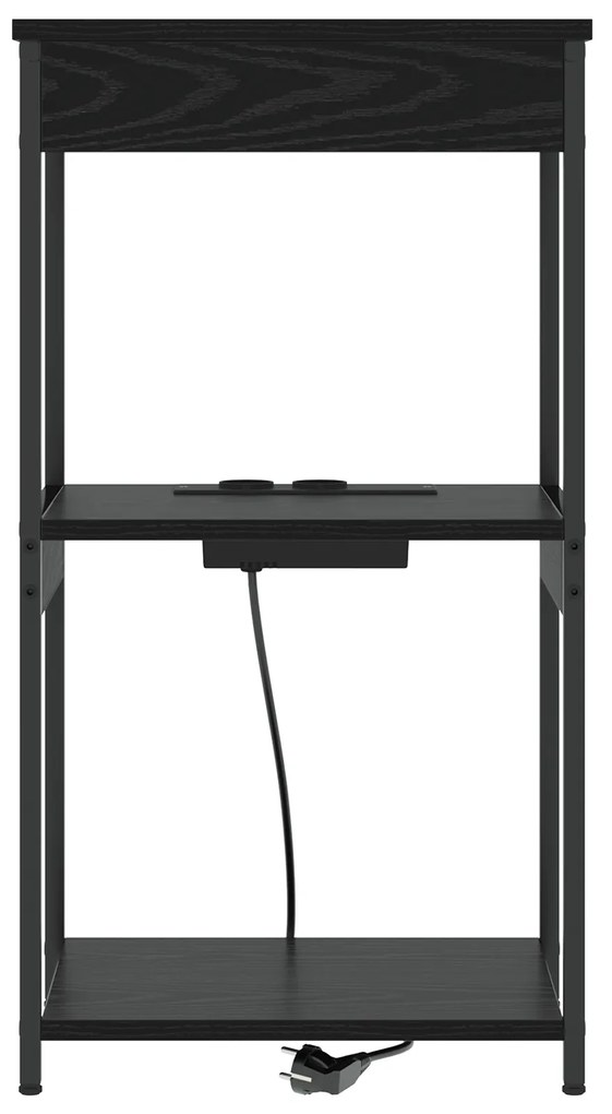 vidaXL Κομοδίνο με ράφι Μαύρη Οξυά 41 x 31 x 76 εκ. Επεξεργασμένο ξύλο