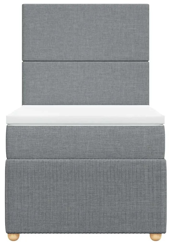 vidaXL Κρεβάτι Boxspring με Στρώμα Ανοιχτό Γκρι 90x190 εκ. Υφασμάτινο