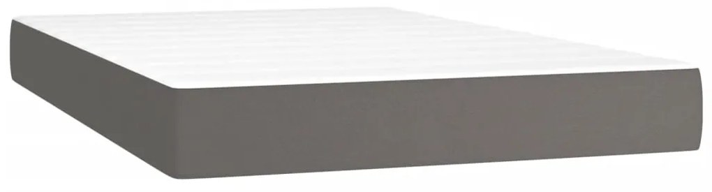 vidaXL Κρεβάτι Boxspring με Στρώμα & LED Γκρι 120x200 εκ. Συνθ. Δέρμα