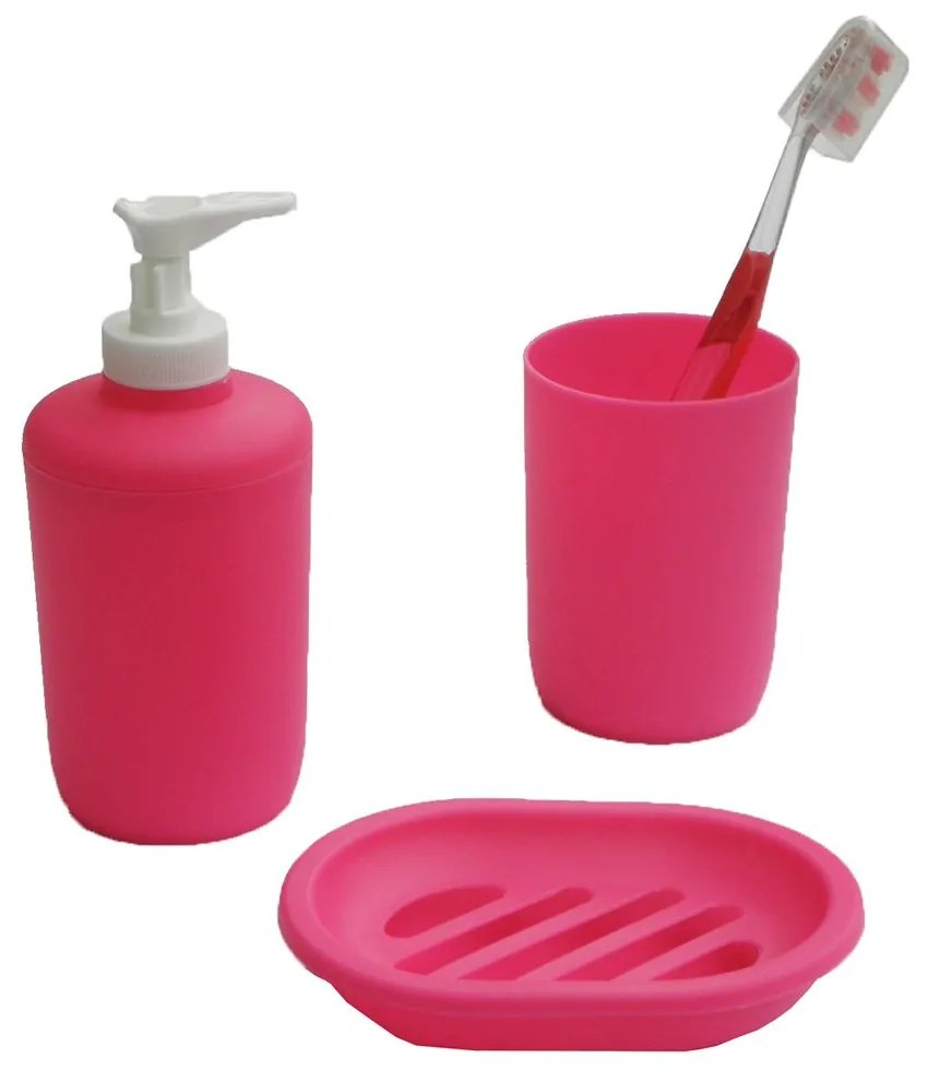 Αξεσουάρ Μπάνιου (Σετ 3τμχ) Fuchsia Viopros Polypropylene