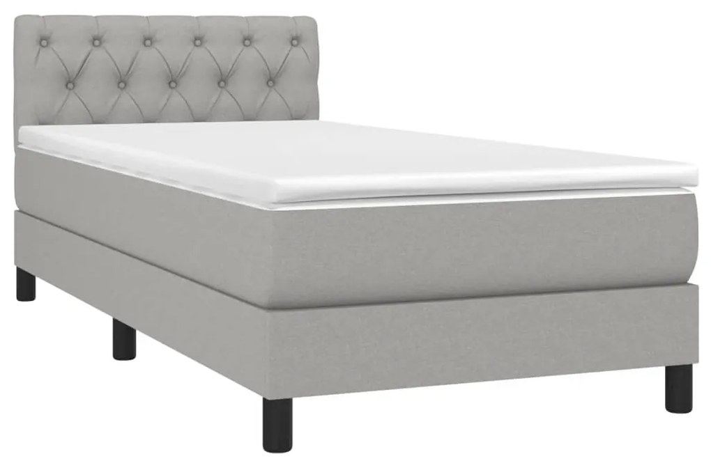 vidaXL Κρεβάτι Boxspring με Στρώμα Ανοιχτό Γκρι 80x200 εκ. Υφασμάτινο