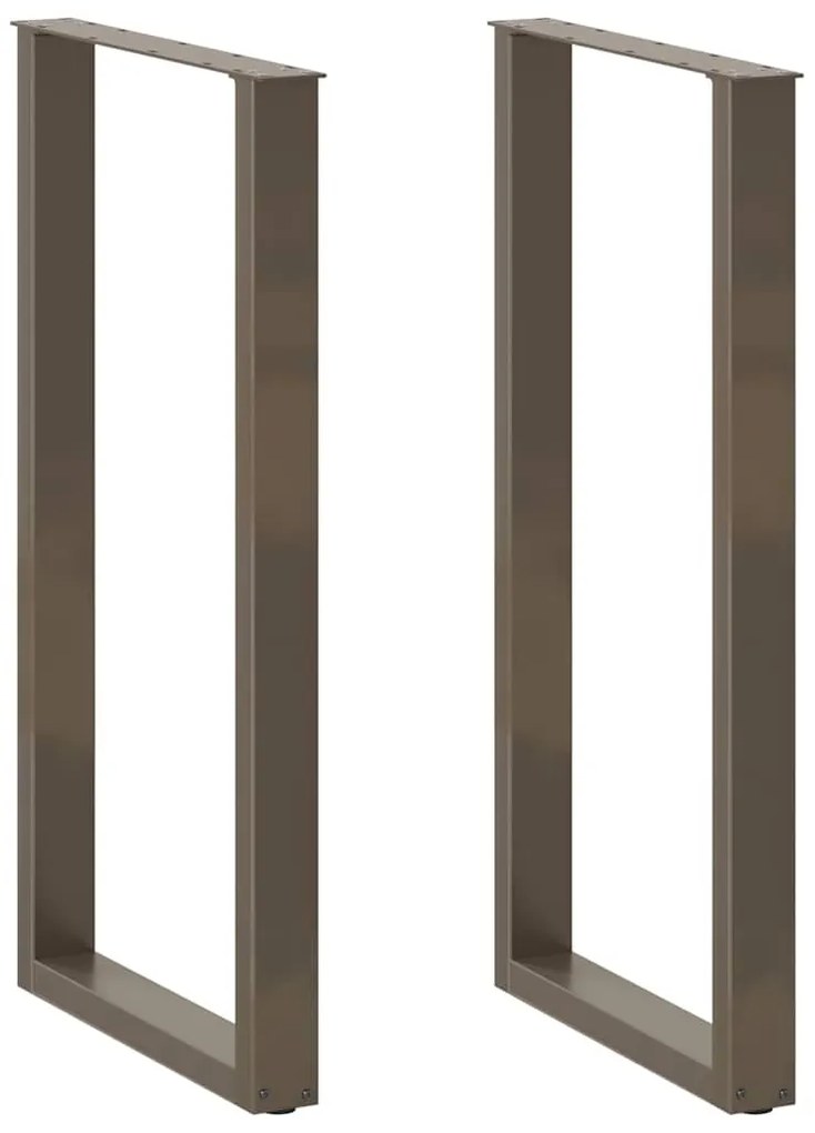 Πόδια Τραπεζιού Μπαρ σε Σχήμα U, 2 τεμ., Φυσικό Ατσάλι 60x(110-111) εκ. Ατσάλι