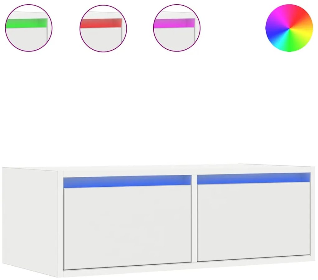 vidaXL Έπιπλο Τηλεόρασης με LED Λευκό 75x35,5x25 εκ.