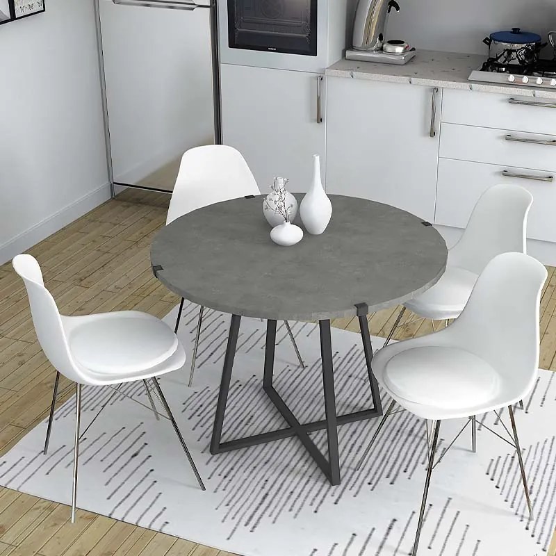 Τραπέζι Rubes Megapap χρώμα γκρι σκυροδέματος 120x120x78εκ.