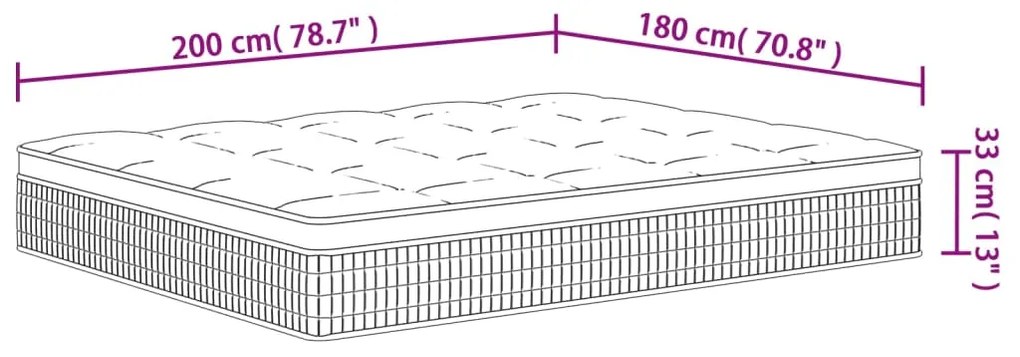 Στρώμα με Pocket Springs Μεσαία Plus Σκληρότητα 180 x 200 εκ. - Λευκό