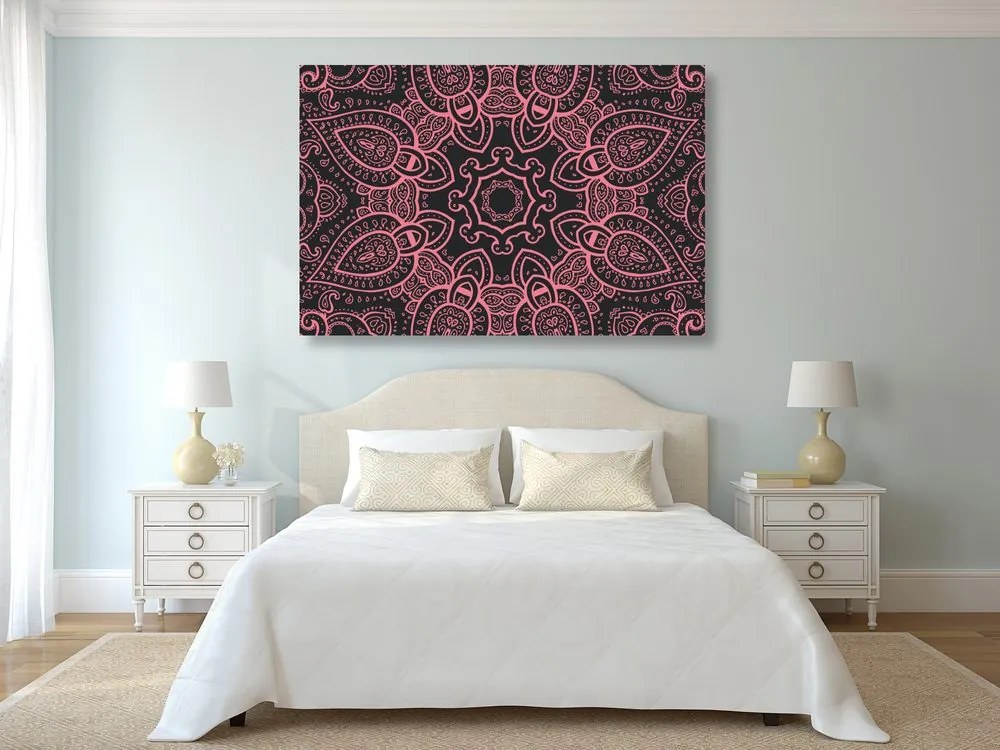 Εικόνα Mandala με ινδικό μοτίβο σε ροζ - 120x80