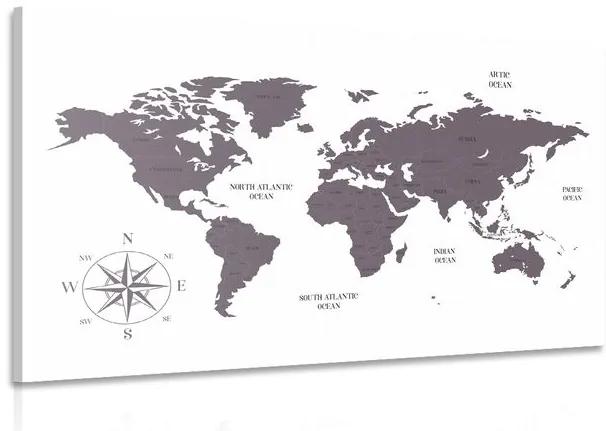 Εικόνα αξιοπρεπούς χάρτη του κόσμου σε καφέ σχέδιο - 60x40