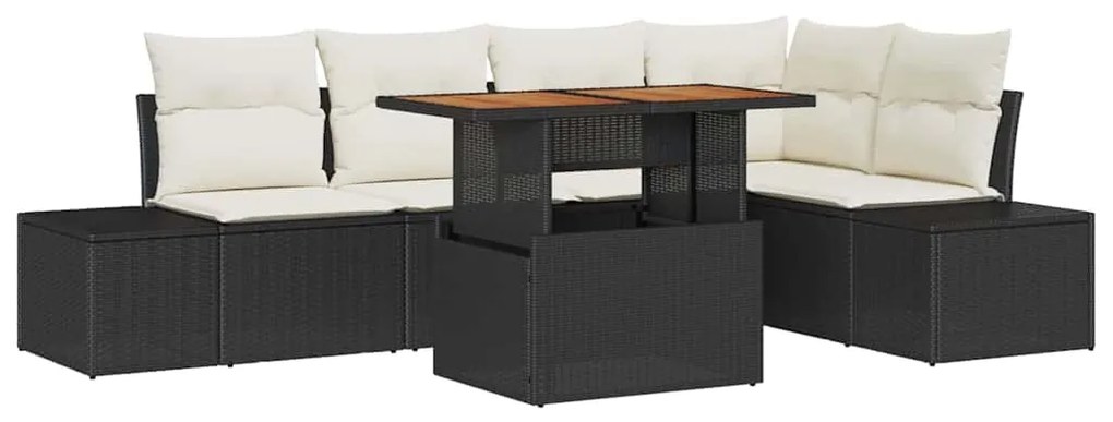 vidaXL Σέτ φαγητού για κήπο 6 pcs Μαύρο, Κρέμα 100 x 55 x 73 εκ