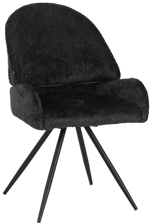 Καρέκλα περιστρεφόμενη Morea pakoworld μπουκλέ ύφασμα σε μαύρη απόχρωση με μαύρα μεταλλικά πόδια 55x63.5x89.5εκ