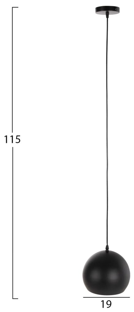 Φωτιστικό Οροφής Κρεμαστό C4107 Μεταλλικό Καπέλο Μαύρο 19x19x115Υεκ. 19x19x115 εκ.