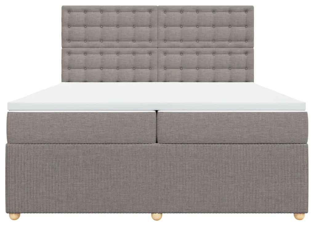 Κρεβάτι Boxspring με Στρώμα Taupe 200x200 εκ. Υφασμάτινο - Μπεζ-Γκρι