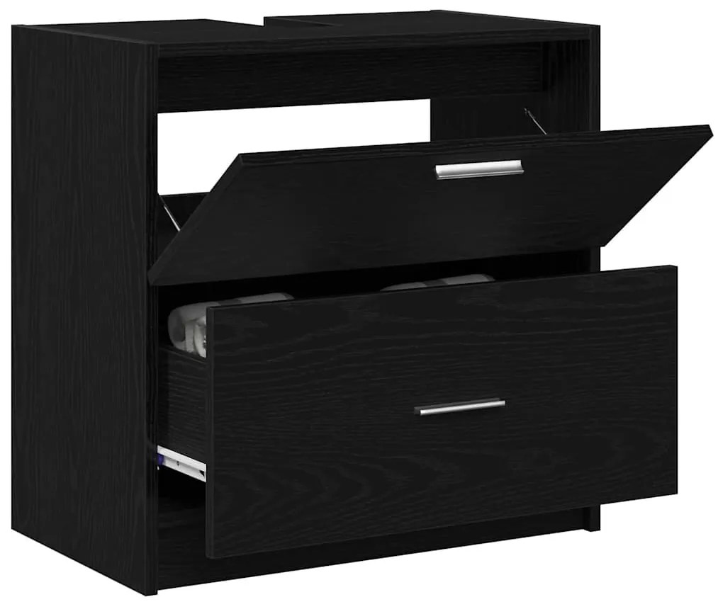 vidaXL Ντουλάπι Νεροχύτη Μαύρη Οξυά 59 x 37 x 59 cm Επεξεργασμένο ξύλο