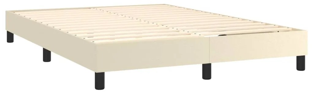 vidaXL Κρεβάτι Boxspring με Στρώμα Κρεμ 140x190εκ. από Συνθετικό Δέρμα