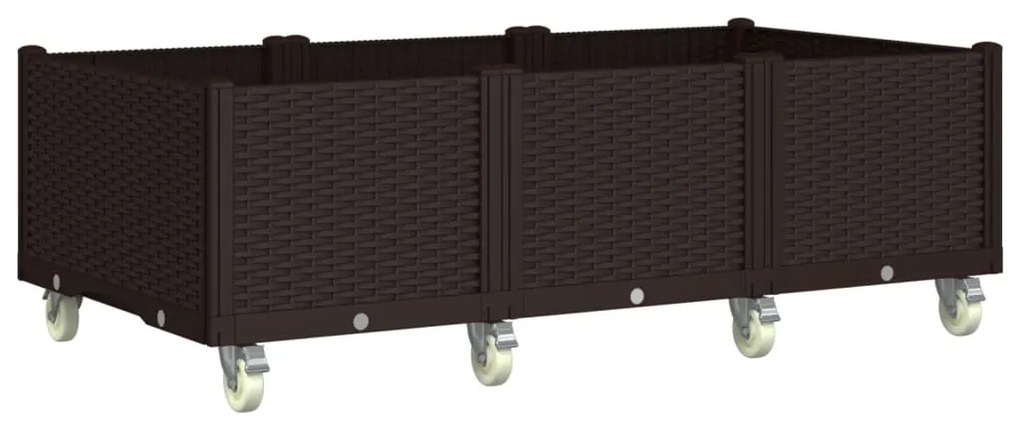 vidaXL Ζαρντινιέρα Κήπου με Ροδάκια Καφέ 150x80x54εκ. Πολυπροπυλένιο