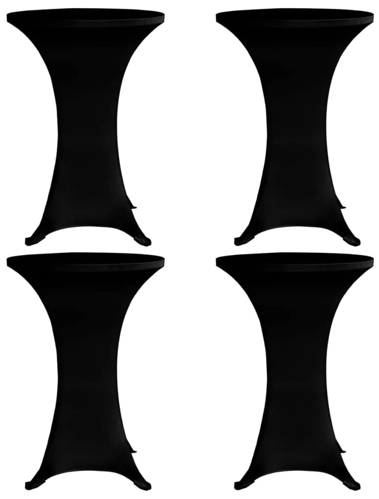 vidaXL Κάλυμμα Τραπεζιού Stretch 4 τεμ. Μαύρο Ø 70 εκ.