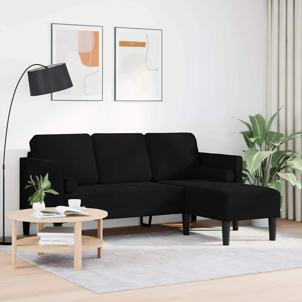 vidaXL Καναπές 3 Θέσεων με Chaise L-shaped Μαύρος 160 εκ Βελούδο
