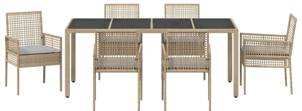 vidaXL Σέτ φαγητού για κήπο 7 pcs Μπεζ συνθετικό ρατάν