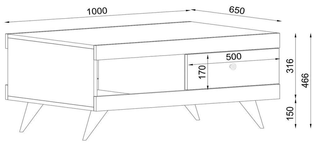 Τραπεζάκι Σαλονιού Hios Λευκό-Σκούρο Καφέ 100x65x47cm - 14410042