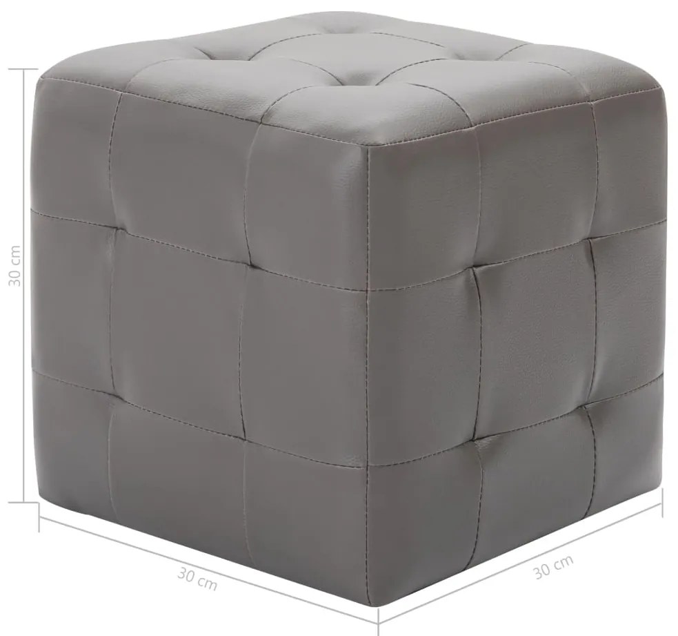 vidaXL Σκαμπό Πουφ 2 τεμ. Γκρι 30 x 30 x 30 εκ. από Συνθετικό Δέρμα